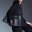 new autumn winter hooded long  sleeve black split joint solid color big size jacket women coat fashi