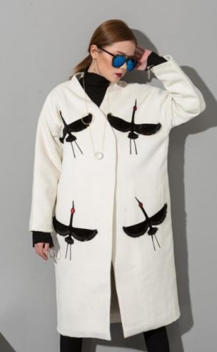 [EAM]  2017 new winter Temperament Woollen Overcoat Two-sided Embroidery Woolen big Coat women fashi