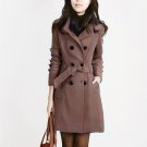 Spring Woolen Coat Trench Women Slim Double Breasted Black Winter Coats Long Outerwear for Women QB3