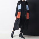 Autumn And Winter New Product Spelling Color Overcoat Long Type Loose Coat Lapel Big Pocket Jacket W