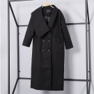 new autumn winter lapel long sleeve solid color black brown loose big size wollen jacket women coat 