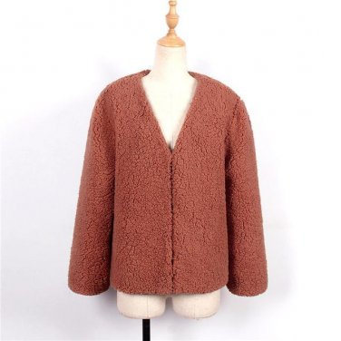 Fake Fur Short Jacket Winter Coats Women 2017 Casual Warm Lamb Fur Woolen Coat Autumn  Female Outwea