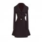 Autumn Winter X-long Turn-down Collar Female Coats Lotus Leaf Fold Pleated Coat Long Women Coat Over