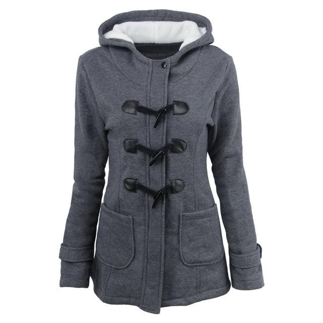New Women Winter Keep Warmth Casual Coat Hooded Fashion Slim Turn-down Collar Female Long Sleeve Poc
