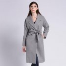 New Women Long Coat 2017 Winter Solid Woolen Jackets and Coats Wool Coat Female Belt Oversized Fashi