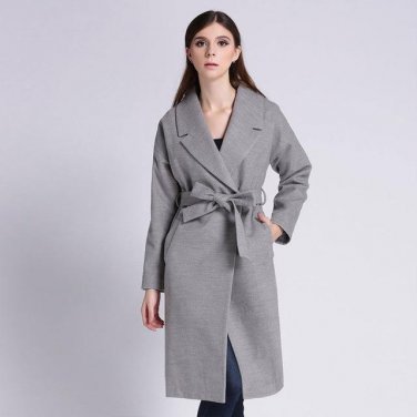 New Women Long Coat 2017 Winter Solid Woolen Jackets and Coats Wool Coat Female Belt Oversized Fashi