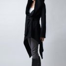 New Autumn Winter Hooded Asymmetrical Wool Blends Casual Solid Long Sleeve Slim Fit Outwear Women Co