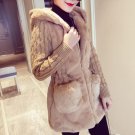 Winter Female Hooded Coat Zipper Fashion Faux Wool Female Soft Outwear Long Sleeve Jacket Overcoat M