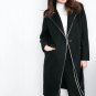 Autumn Winter Notched Long Sleeve Black Casual Loose Big Size Long Type Jacket Women Coat Fashion AS
