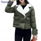 Women\'s Jackets Turn Down Collar Double Breasted Cotton Coats Short Wool Lamb Female Parka Womens S