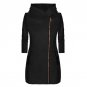 Womens Zipper Long Jacket Ladies Lapels Thicken Warm Winter Hooded Coat Zipper Hooded Wool Overcoat