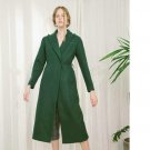 new autumn winter lapel long sleeve green waist hollow out solid color jacket women coat fashion tid