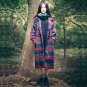 Tengo Autumn Women Winter Coat Female Red and Green Plaid Woman Coat Long Single-breasted Wool Coats