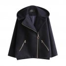 Winter new Women Woolen Coat thicken warm jacket Side Slit Zipper Hooded cotton coat Women loose Coa