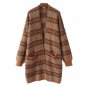 Women\'s Cardigan 2017 Autumn Winter Wool England Style Wave Design Open Stitch Two Pockets Long Coa