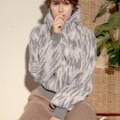 new autumn winter hooded long sleeve solid color gray loose knit warm coat women jacket fashion tide