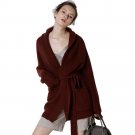 Cardigan Women 2017 High-End Autumn Winter Cashmere Wool Open Stitch with Belt Thicken Sweater Cardi