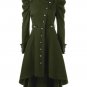Women Winter Puff Shoulder Button Up Dip Hem Trench Coat New Fashion Stand-Up Collar High Waist Oute