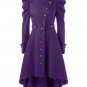 Women Winter Puff Shoulder Button Up Dip Hem Trench Coat New Fashion Stand-Up Collar High Waist Oute