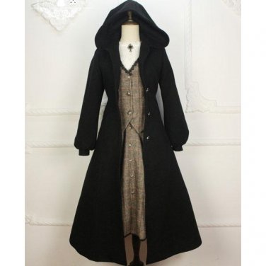 Custom Tailored ~ Vintage Women\'s Hooded Long Wool Coat Gothic Trench Coat by Miss Point