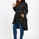 Gamiss Trendy Plus Size Lace Up High Low Hooded Coat Female Halloween Outwear Autumn Coat Women Laye