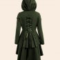 Gamiss Trendy Plus Size Lace Up High Low Hooded Coat Female Halloween Outwear Autumn Coat Women Laye
