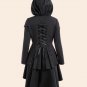 Gamiss Trendy Plus Size Lace Up High Low Hooded Coat Female Halloween Outwear Autumn Coat Women Laye
