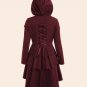 Gamiss Trendy Plus Size Lace Up High Low Hooded Coat Female Halloween Outwear Autumn Coat Women Laye
