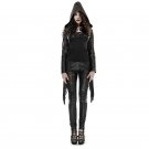 Punk Gothic Women\'s Brief Leather Coat Spring Winter Hooded Slim Fit Outerwear Coat Short Tassels B