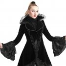 Gothic Women Swallowtail Long Coats Flare Sleeve Lace Party Overcoats Halloween Slim Winter Dress Ja
