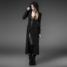 Steampunk Loose Casual Coat with Long Witches\'s Hats Gothic Black Knitting Hoody Long Trench Coats