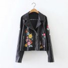 Women Leather Jacket Autumn Winter Female Embroidery Rivets Black Short Coats Jaqueta De Couro Femin