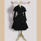 Lace Garden Branded Gothic Women\'s Wool Coat Black Vintage Long Single Breasted Winter Coat with Be