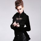 Punk Gothic Sexy Women Long jacket Visual Kei Dovetail Long Black Jackets New Style Inelastic Outwea