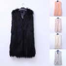 Women Winter long Pink Fake Mink Fur Vest Waistcoat Overcoat Jacket  Plus Size XL Warm Gothic Luxury