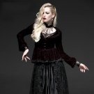 Punk Gothic Women Jacket Coats Flock Printing Two-color Fence Long-sleeve Women Jacket Outerwear