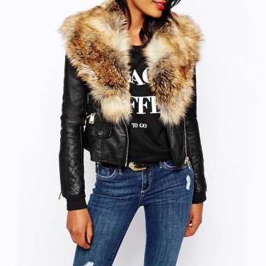 Fake Fur coat fourrure winter Plus Size Women Overcoat short black fur collar cardigan girl punk Got