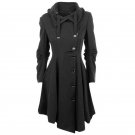 2017 Women Trench Coat Fashion Long Medieval Trench Coat Female Elegant Stand Collar Coat Winter Bla