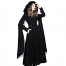 Gothic Winter Steampunk Wool Coat Female Long Sleeve Hooded Clothing Single Breasted Windproof Outwe