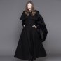 Gothic Winter Steampunk Wool Coat Female Long Sleeve Hooded Clothing Single Breasted Windproof Outwe