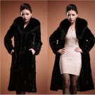 Ukraine Winter Women Overcoat Fake Fur Plus Size xl xxl 3xl Long Coat Gothic  fur collar Warm Black 