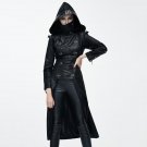 Devil Fashion Autumn Winter Punk Style Faux Leather Women Dovetail Long Jackets Gothic Hooded Coats 