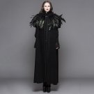 2017 Devil Fashion Steampunk Women Long Cloak Coats Gothic Dark Velvet Hooded Overcoats with Feather
