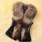 Ukraine Women gothic punk Black PU leather Vest waistcoat with Fake mink Fur collar Plus Size elegan