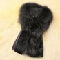Ukraine Women gothic punk Black PU leather Vest waistcoat with Fake mink Fur collar Plus Size elegan