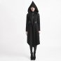 Gothic Palace Noble Black Women Woolen Hooded Coat Punk New Fashion Bodycon Slim Sexy Black Long Jac