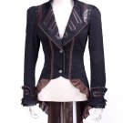 RQ Series Steampunk Gothic Women V-Neck Swallow-tailed Coat Slim-fitting Jacket Dovetail Lace Outerw