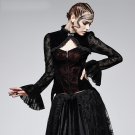 Gothic Women Flocking Lace Coat Bandage Long Lace Ladies Dress Coats Punk Corset Short Jacket Tops
