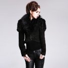 Punk Gothic Winter Women Wool Jacket Short Black Full Long Sleeve Slim Fit Jackets Female O-Neck Bla
