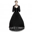 Punk Black Woman Tail Coats Gothic Lace Long Dress Coat  Turn-down Collar Party Jacquard Formal Jack